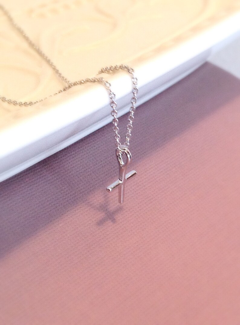 Faith Necklace, Tiny Cross Necklace, Encouragement Gift, Cross Necklace Womens, Small Gold Cross Necklace For Girls, Cross Necklace Silver image 5