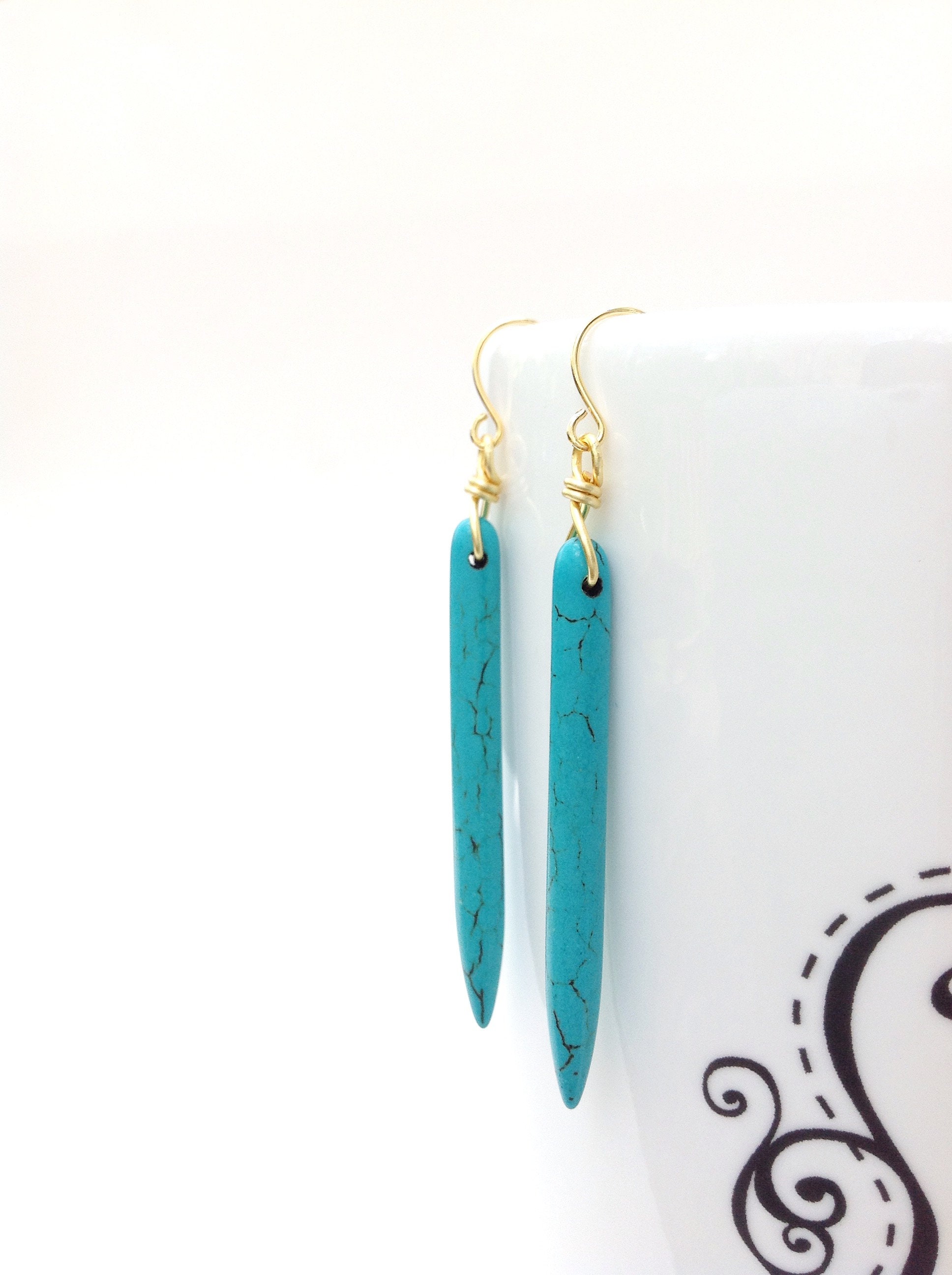 Turquoise Clip on Earrings Turquoise Dangle Earrings - Etsy