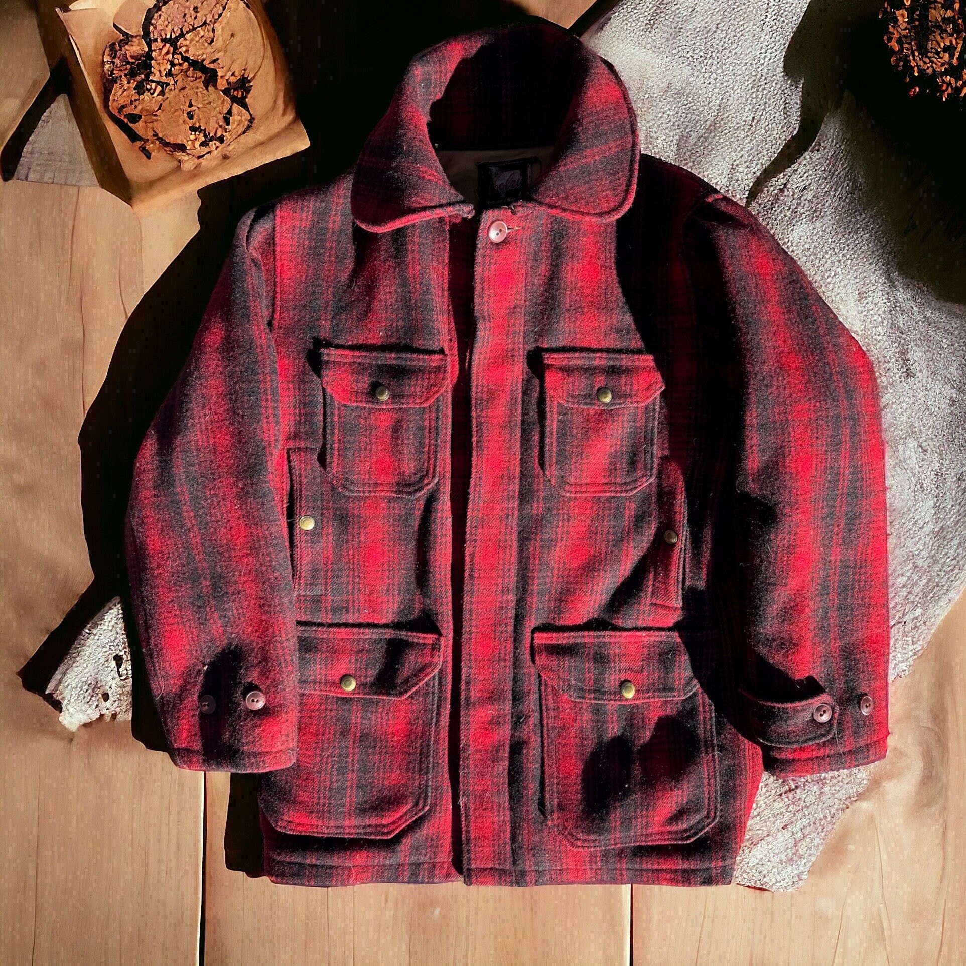 Vintage Woolrich Pile-Lined Heavy Wool Hunting Jacket