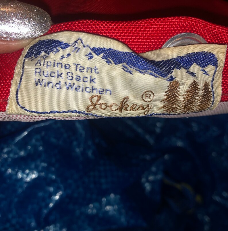 Vintage JOCKEY Red Canvas Alpine Tent Outdoor Hiking Rucksack Backpack