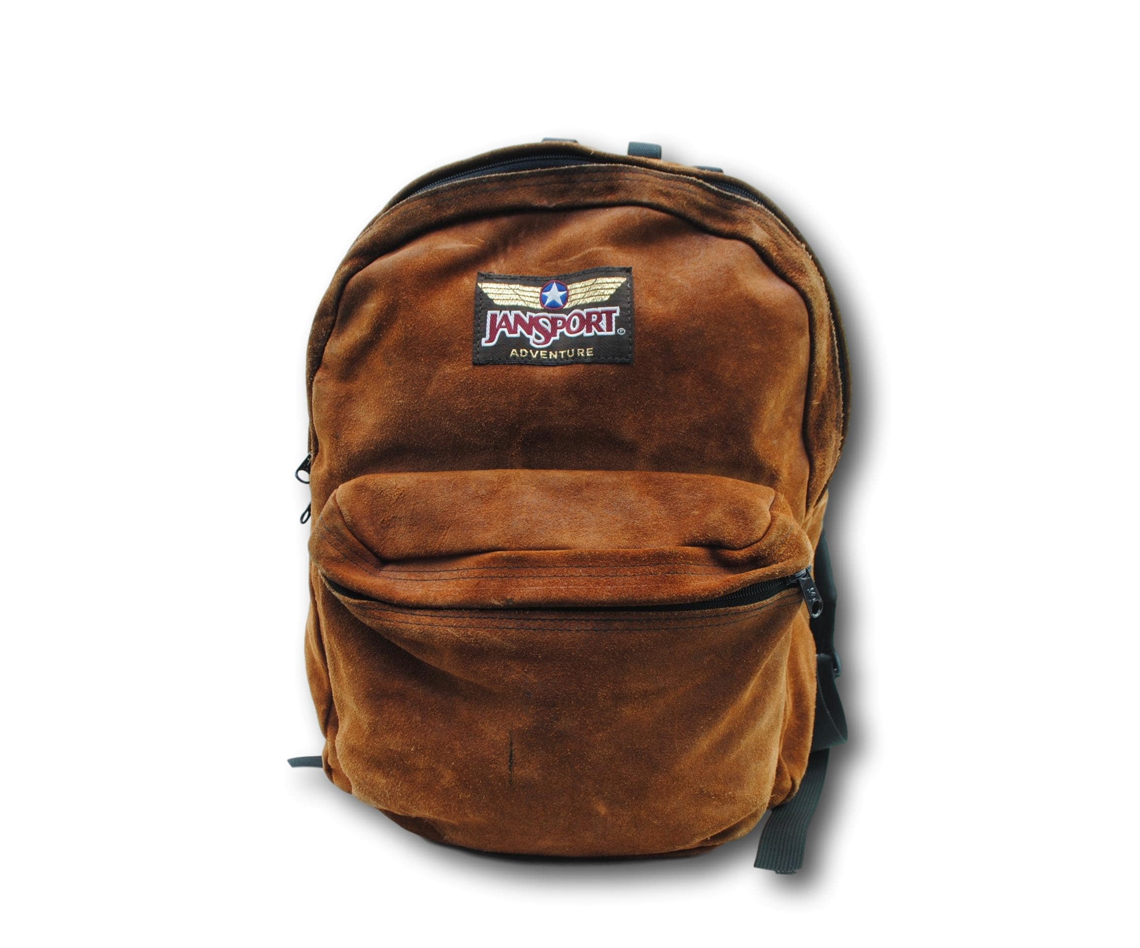 Vintage 90 s JANSPORT High Adventure Brown Suede Leather Backpack Bookbag