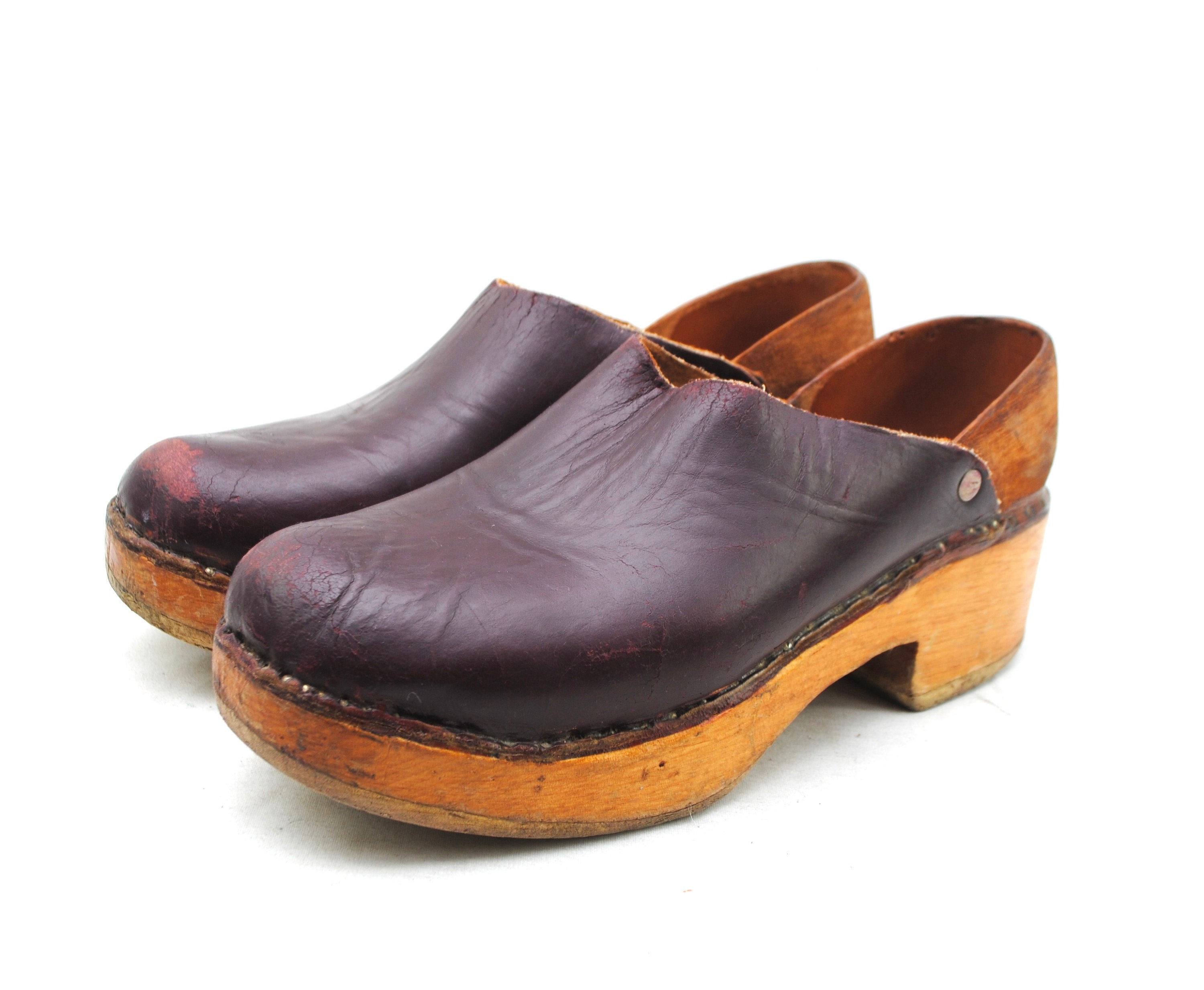 maroon clogs