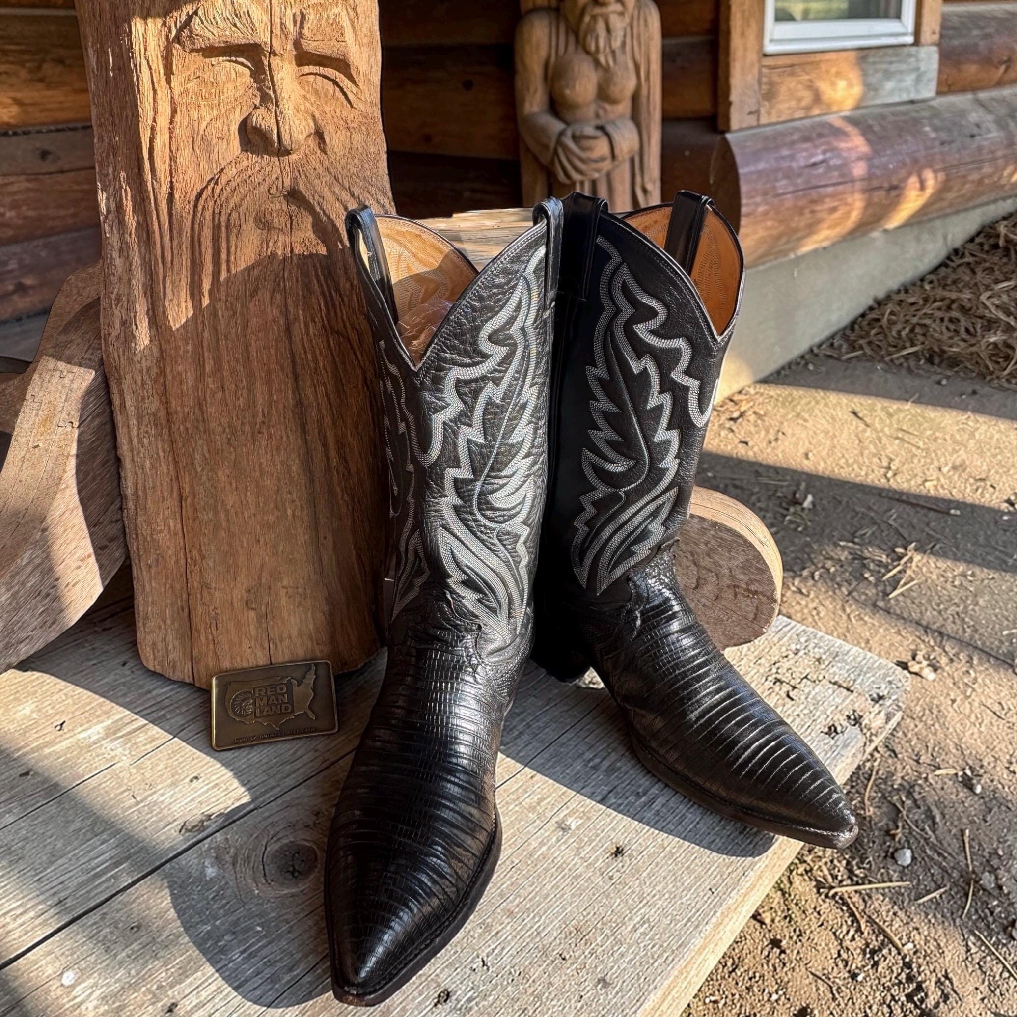 Black ostrich boots. Worn 2-3 times. Excellent condition Black Smooth Ostrich Boots – Harris Leather & Silverworks  main image 4
