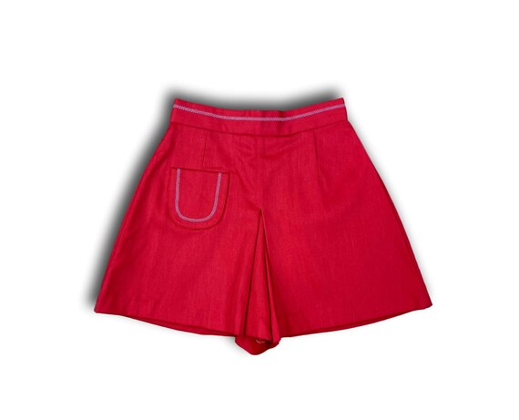 Vintage 70's MODERN JUNIORS Red Poly Cotton High W