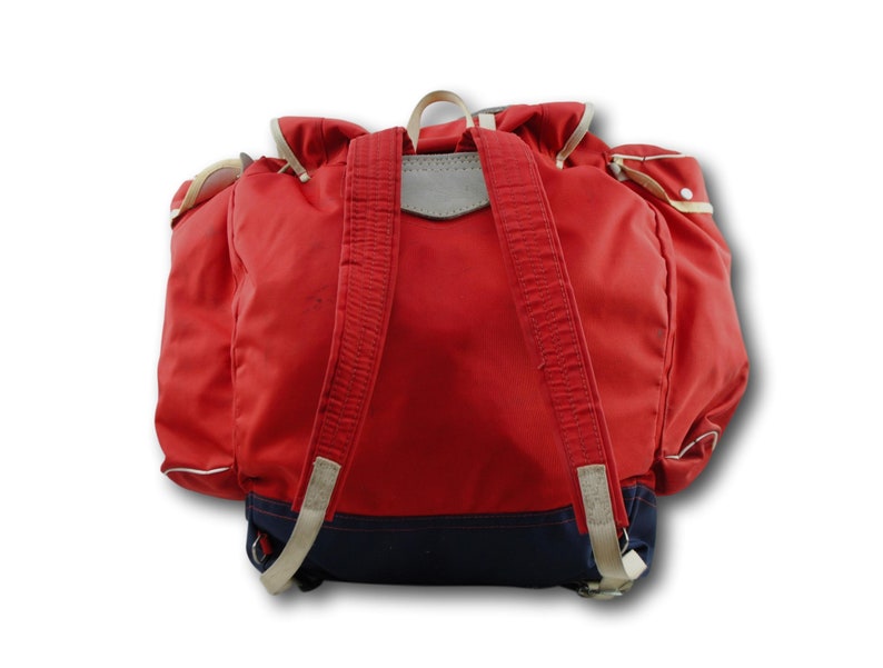Vintage JOCKEY Red Canvas Alpine Tent Outdoor Hiking Rucksack Backpack