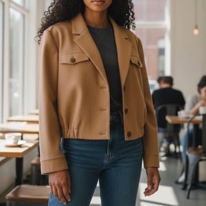 Vintage 80’s Petite PENDLETON Camel Brown Wool 3 Button Safari Jacket Sz 14