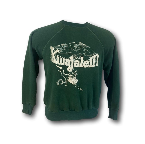Vintage 70's KWAJALEIN Green Souvenir Raglan Cotto