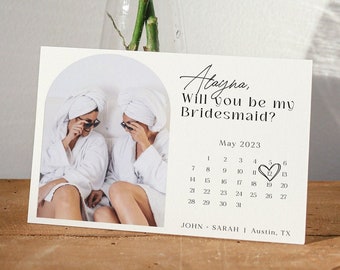 Bridesmaid Proposal Card Template, Will You Be My Bridesmaid, Bridesmaid Proposal Cards Printable, Calendar Template, Maid of Honor Card