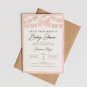 Pink Fiesta Baby Shower Invitation Template, Blush Baby Shower Fiesta Text Invite, Girl Fiesta Baby Shower, Taco Bout a Baby Shower Fiesta