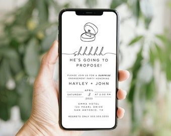 Engagement Party Digital Invitation, Surprise Engagement Party Invitation, Modern Engagement Party Invite, Engagement Text Message Invite