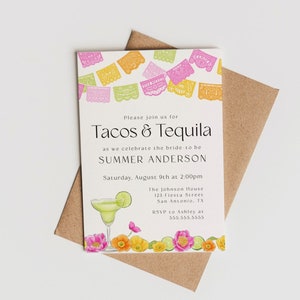 Fiesta Bridal Shower Invitation Template, Tacos and Tequila Bridal Shower Invite, Margarita Bridal Shower, Papel Picado Bridal Shower Invite