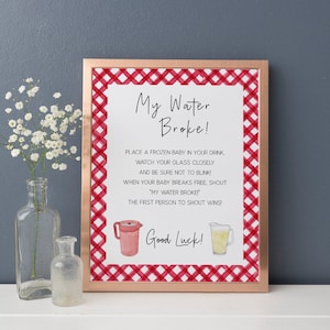 BBQ Baby Shower Water Broke Sign, BBQ Baby Shower Game, BABYQ, Couples Shower Cook Out, Backyard Barbeque Baby Shower Activity, Editable