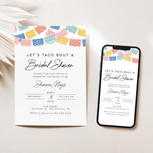 Fiesta Bridal Shower Invitation Template, Bridal Shower Fiesta Invite, Mexican Bridal Shower, Papel Picado Invitation, Bridal Fiesta Invite