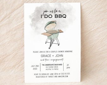 I Do BBQ Couples Shower Invitation Template, BBQ Bridal Shower, I Do Barbeque, Couples Shower Cook Out, Backyard Barbeque Couples Shower