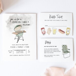 BBQ Family Reunion Invitation Set, Family BBQ Template, Family Reunion Cook Out, Backyard Barbeque Family Reunion, Printable, Template