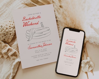 Malibu Bachelorette Invitation: Pink Pool Party Itinerary (Digital)