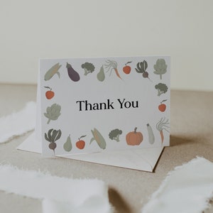 Farmer&#39;s Market THANK YOU Card Template, Vegetable Thank You Card, Printable Thank You Card Farm, Locally Grown Thank You Card, Editable