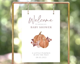 Little Pumpkin Baby Shower Welcome Sign Template, Printable Fall Pumpkin Themed Baby Shower Welcome Sign, Gender Neutral Baby Shower Sign