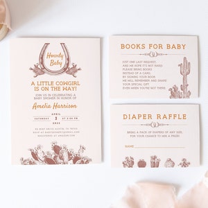 Little Cowgirl Baby Shower Invitation Set, Western Baby Shower Template, Little Cowgirl, Rustic, Country Western Baby, Printable