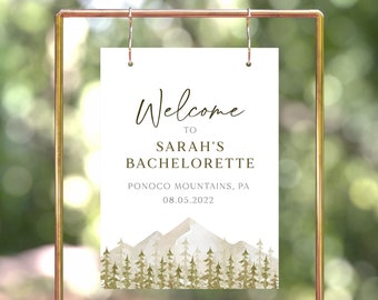 Camp Bachelorette Welcome Sign Template, Camp Bachelorette Itinerary, Weekend In The Woods, Cabin Bachelorette Party, Mountain Bachelorette