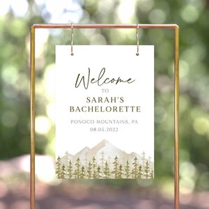 Camp Bachelorette Welcome Sign Template, Camp Bachelorette Itinerary, Weekend In The Woods, Cabin Bachelorette Party, Mountain Bachelorette