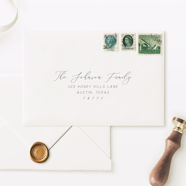 Modern Calligraphy Envelope Template, Print Envelope Address at Home, Wedding Envelope Address Template, Modern Envelope Address Printable