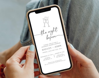 The Night Before Rehearsal Dinner Invitation, Modern Minimalist Wedding Rehearsal Evite, Rehearsal Dinner Invite, Rehearsal Dinner iPhone