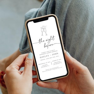 The Night Before Rehearsal Dinner Invitation, Modern Minimalist Wedding Rehearsal Evite, Rehearsal Dinner Invite, Rehearsal Dinner iPhone