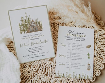 Camp Bachelorette Itinerary, Weekend In The Woods, Cabin Bachelorette Party, Mountain Bachelorette Itinerary, Camping Bachelorette Invite