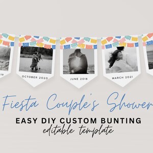 Fiesta Couples Photo Engagement Party Banner, Couples Photo Banner, Couples Shower Banner, Fiesta Engagement Banner, Papel Picado, Printable