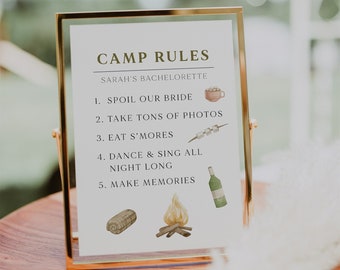 Camp Bachelorette Camp Rules Template, Camp Bachelorette Activity, Weekend In The Woods, Cabin Bachelorette Party, Mountain Bachelorette
