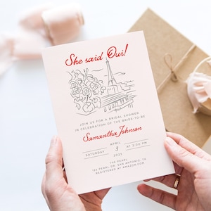 Eiffel Tower Paris Bridal Shower Invitation Template, Printable Paris Themed Invitation, Paris Wedding Shower Invite, She Said Oui, Editable