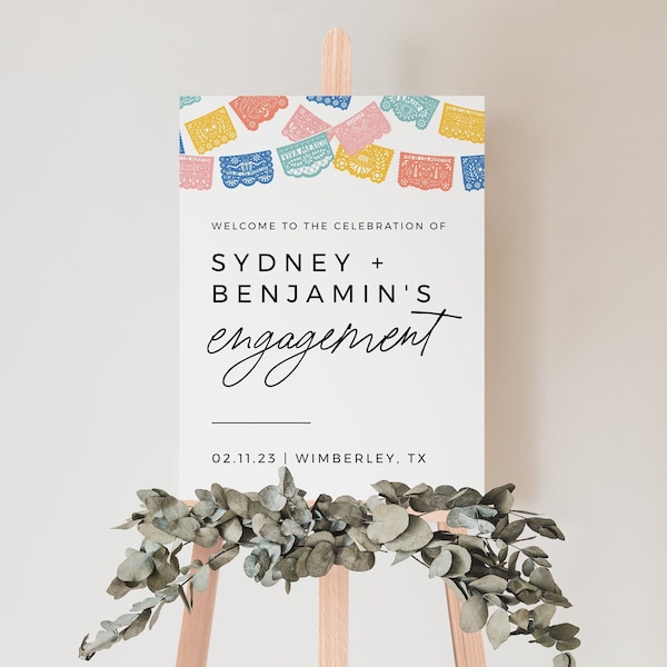 Fiesta Engagement Party Sign Template, Engagement Party Fiesta, Engagement Party Welcome Sign, Engagement Sign, Papel Picado Welcome Sign