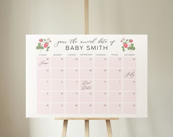 Juego de Baby Shower con Bayas: Plantilla para letrero con la fecha de parto (Descarga digital)