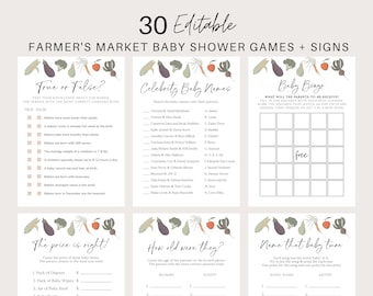 Locally Grown Baby Shower Game Bundle, Farmer&#39;s Market Baby Shower Games, Organic Baby, Vegetable Baby Shower Games, Fruit Baby Shower Game
