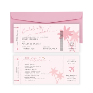 Beach Bachelorette Party Bordkarte, Bachelorette Weekend Einladung Strand, Bordkarte Vorlage, Editierbares Bachelorette Boarding Ticket