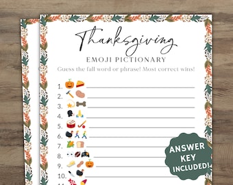 Thanksgiving Emoji Pictionary Game, Thanksgiving Printable Games, Fun Thanksgiving Trivia Game, Friendsgiving Party Games, Turkey Day Game