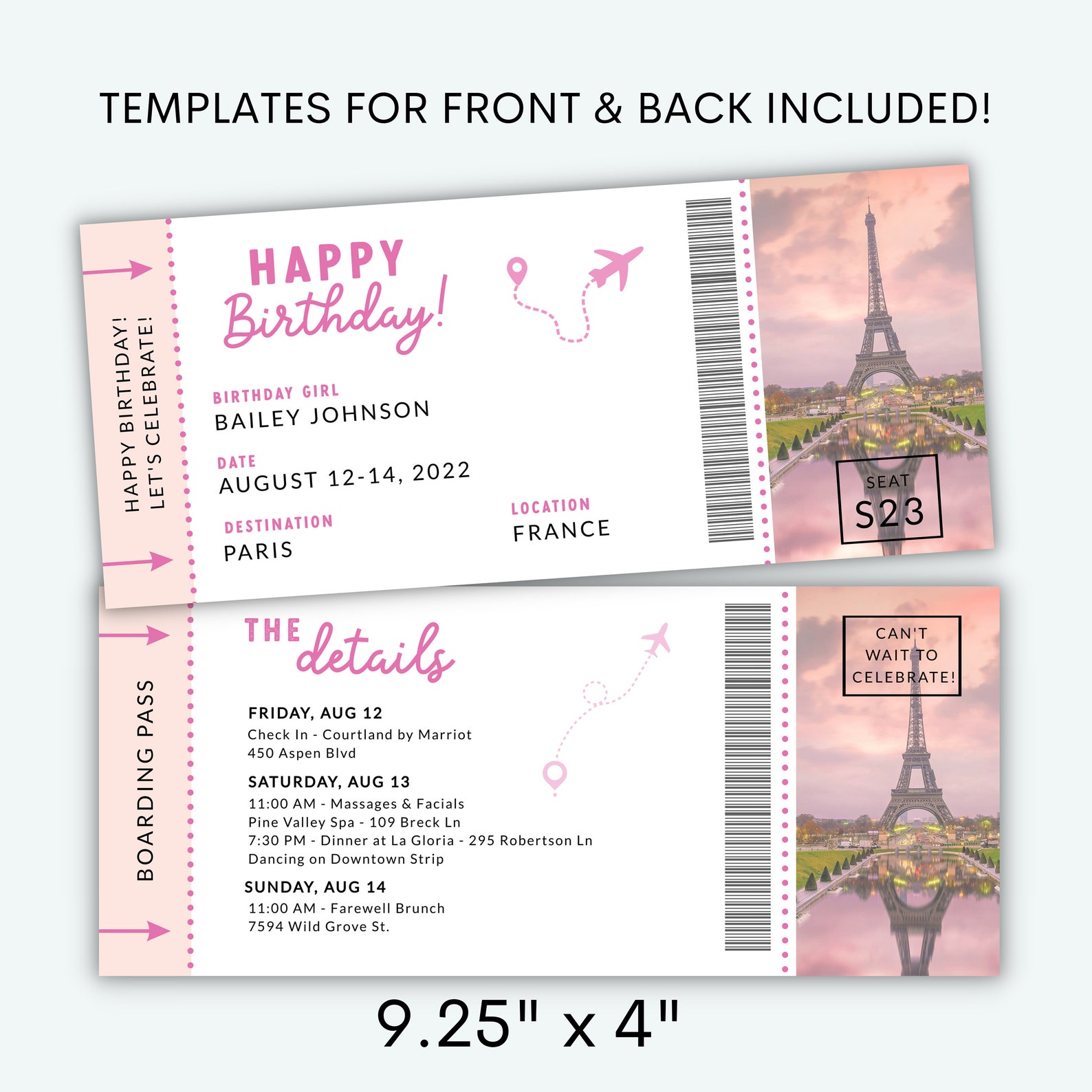 Birthday Boarding Pass Template, Editable Boarding Ticket, Surprise ...