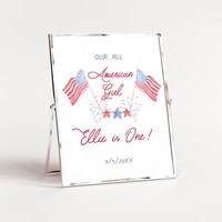 All American Girl First Birthday Welcome Sign, Red White and Blue, Little Firecracker First Birthday Decorations, 4th of July Birthday Party