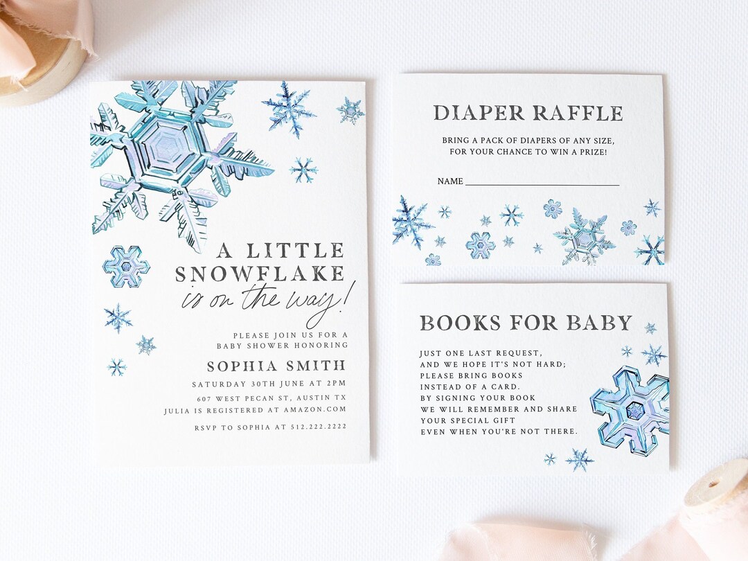 Winter Baby Shower Invitation Boy Little Snowflake Baby Etsy
