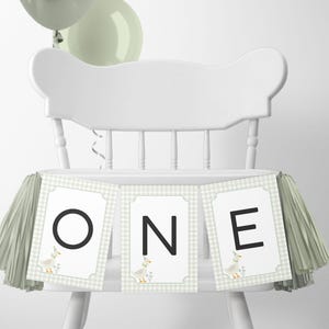 Banner de cadeira alta para festa de aniversário de ganso bobo, uma estamenha de aniversário de pato da sorte, banner de aniversário personalizado, primeiro aniversário de ganso, para impressão