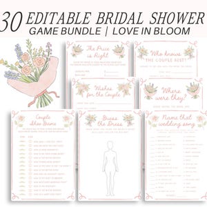 Love In Bloom Bridal Shower Game Bundle, Watercolor Floral Bridal Shower Games, Wildflower Bridal Shower Games, Printable Games Pack
