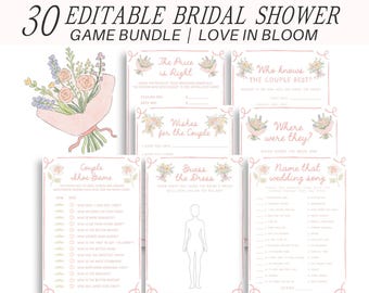 Love In Bloom Bridal Shower Game Bundle, Watercolor Floral Bridal Shower Games, Wildflower Bridal Shower Games, Printable Games Pack