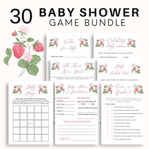 Strawberry Baby Shower Games Bundle, A Berry Sweet Baby Shower Game Bundle, Strawberry Shower Games, Summer Baby Shower Ideas, Editable