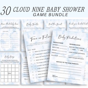Cloud Nine Baby Shower Game Bundle, On Cloud Nine Shower Games, Cloud Baby Shower Games, Cloud Theme, Cloud Nine Shower Bundle, Printable
