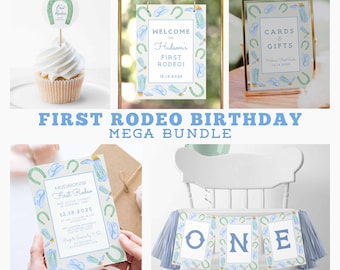 First Rodeo Birthday Bundle, Cowboy Birthday Party, Little Cowboy First Birthday, Boy First Rodeo, Baby Birthday Boy, Western Birthday Party