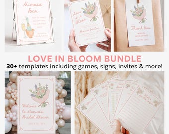 Love In Bloom Bridal Shower Bundle, She's Off the Market Bridal Shower, Watercolor Floral Bridal Shower, Wildflower Bridal Shower Games