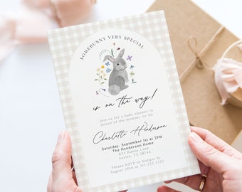 Somebunny Special Baby Shower Invitation, Spring Baby Shower Gender Neutral, Bunny Baby Shower, Woodland Rabbit Baby Shower Set, Printable
