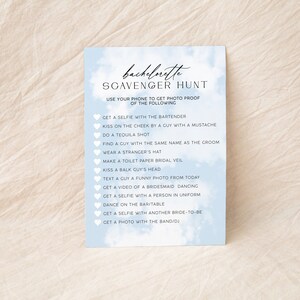 The Bride Is On Cloud Nine Scavenger Hunt Template, Cloud Nine Bachelorette Game, Cloud 9 Bachelorette Scavenger Game, Printable