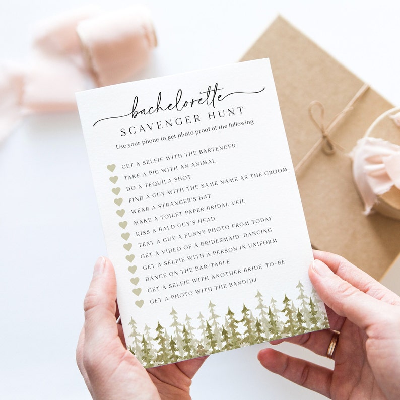 Camp Bachelorette Scavenger Hunt Game, Pine Bachelorette Party Game